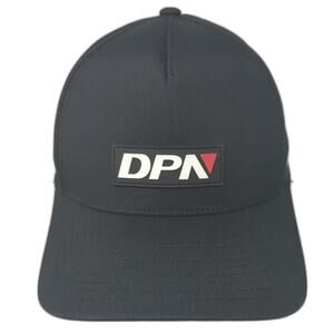 Premier Black Trucker Hat OS DPN Logo Perforated Flag Snapback Adjustable